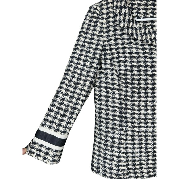 St. John Collection Houndstooth Knit Jacket Old Money Tweed Blazer Black White 2 - Picture 4 of 12